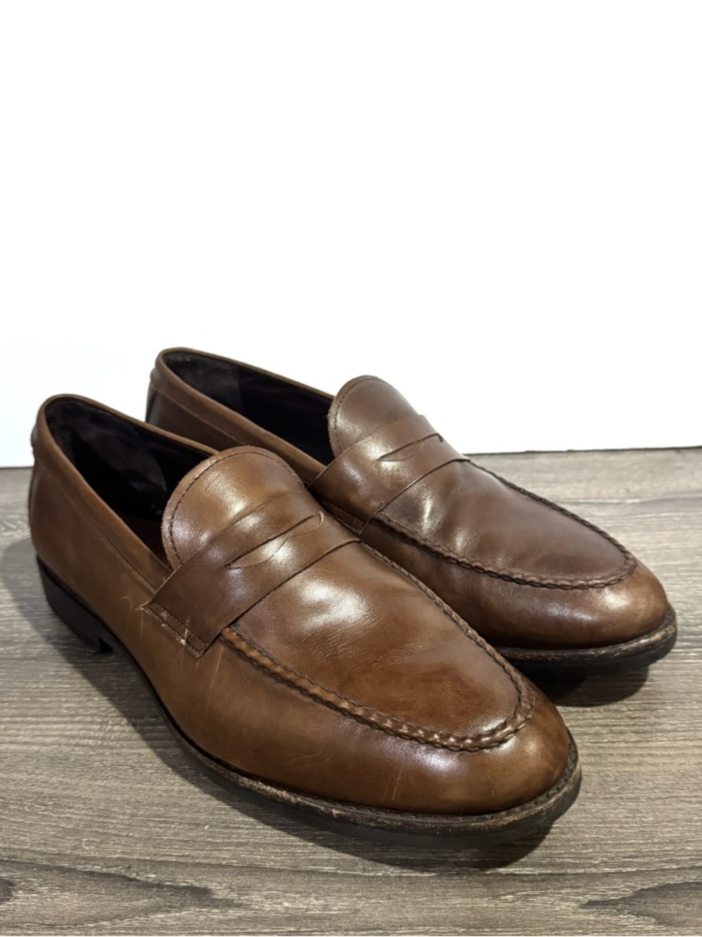 Allen Edmonds Nomad Penny Loafers Mens Brown Leather Loafer Shoes 12 EEE